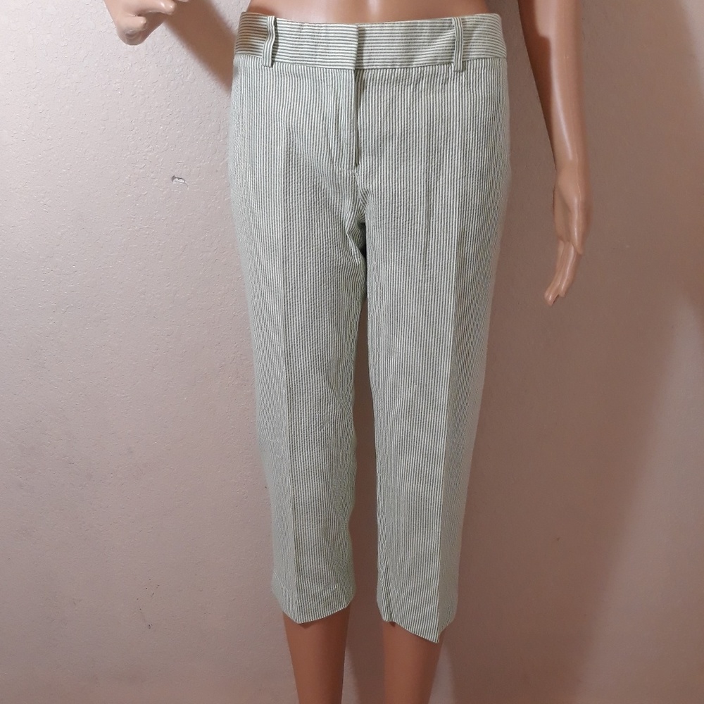 Talbots Capri Cropped Stripe Green Pants Petite 2P